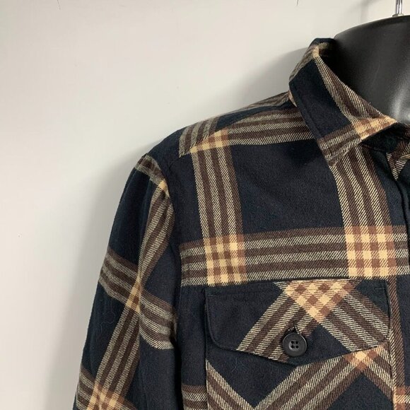 Empyre Men's Plaid Sherpa Lined Cotton Button Up Long Sleeve Shacket Size M - Picture 3 of 12